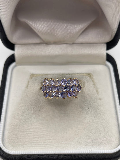 9ct gold tanzanite cluster ring