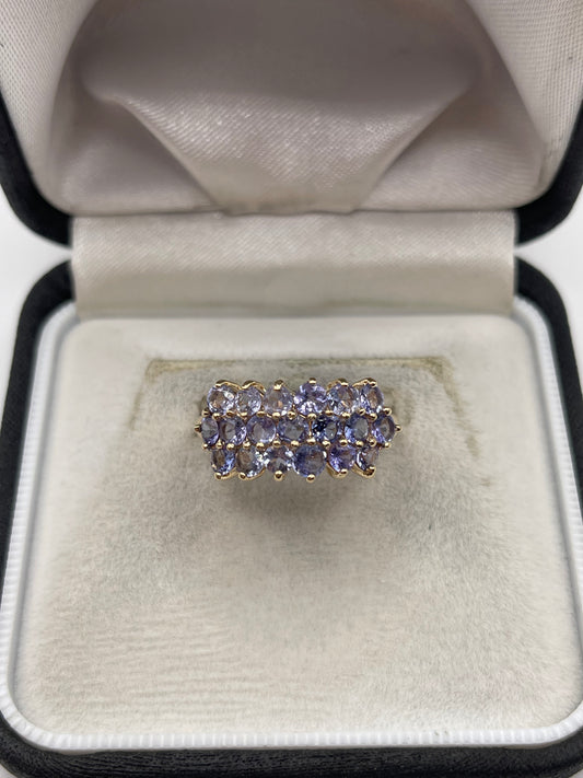 9ct gold tanzanite cluster ring