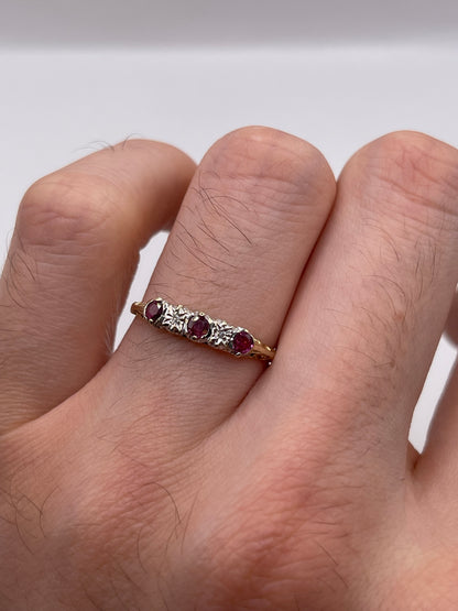 9ct gold ruby and diamond ring