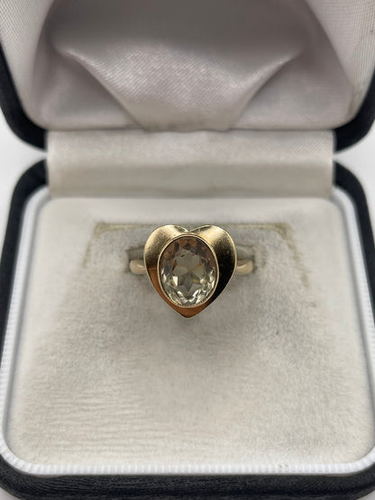 9ct gold quartz heart ring