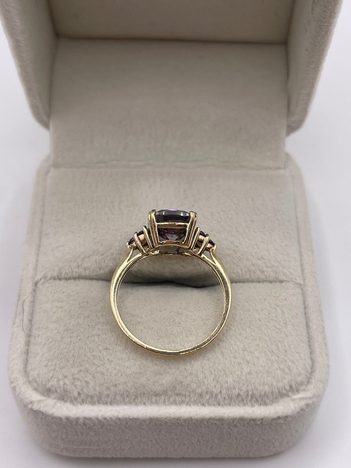 9ct gold mystic topaz and amethyst ring