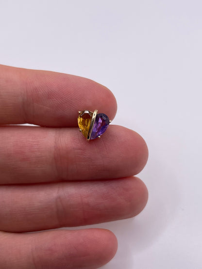 9ct gold citrine and amethyst pendant