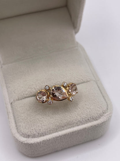 9ct gold morganite and zircon ring