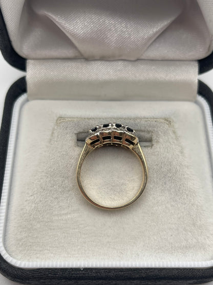 9ct gold sapphire and diamond ring