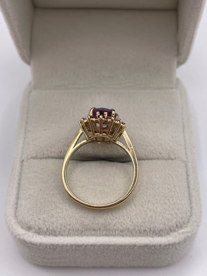 9ct gold amethyst and zircon ring