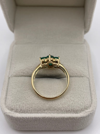 9ct gold emerald and diamond ring