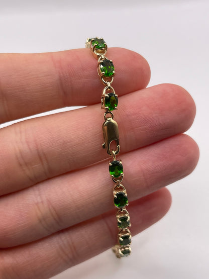 9ct gold diopside bracelet