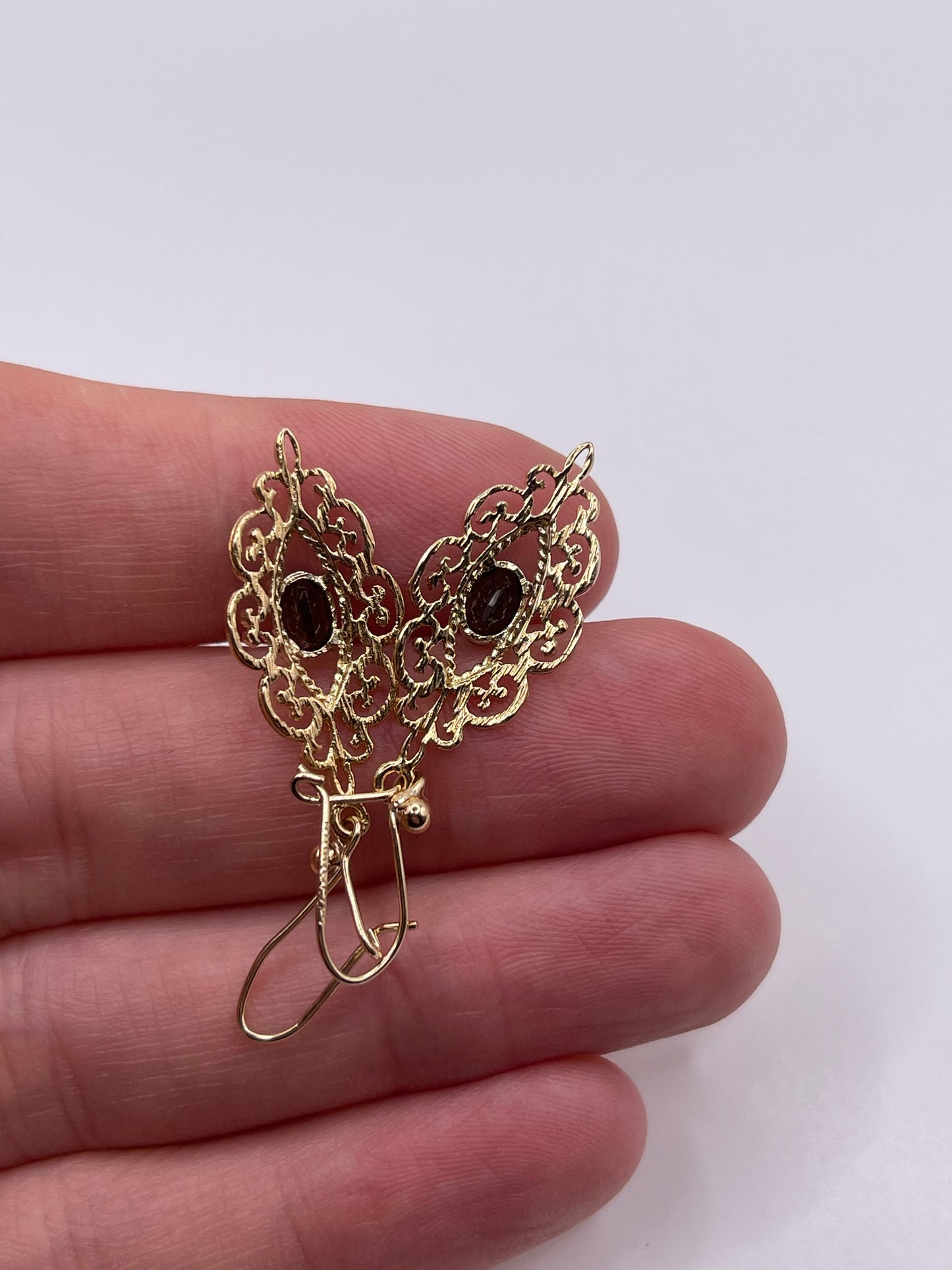 9ct gold Smokey quartz earrings