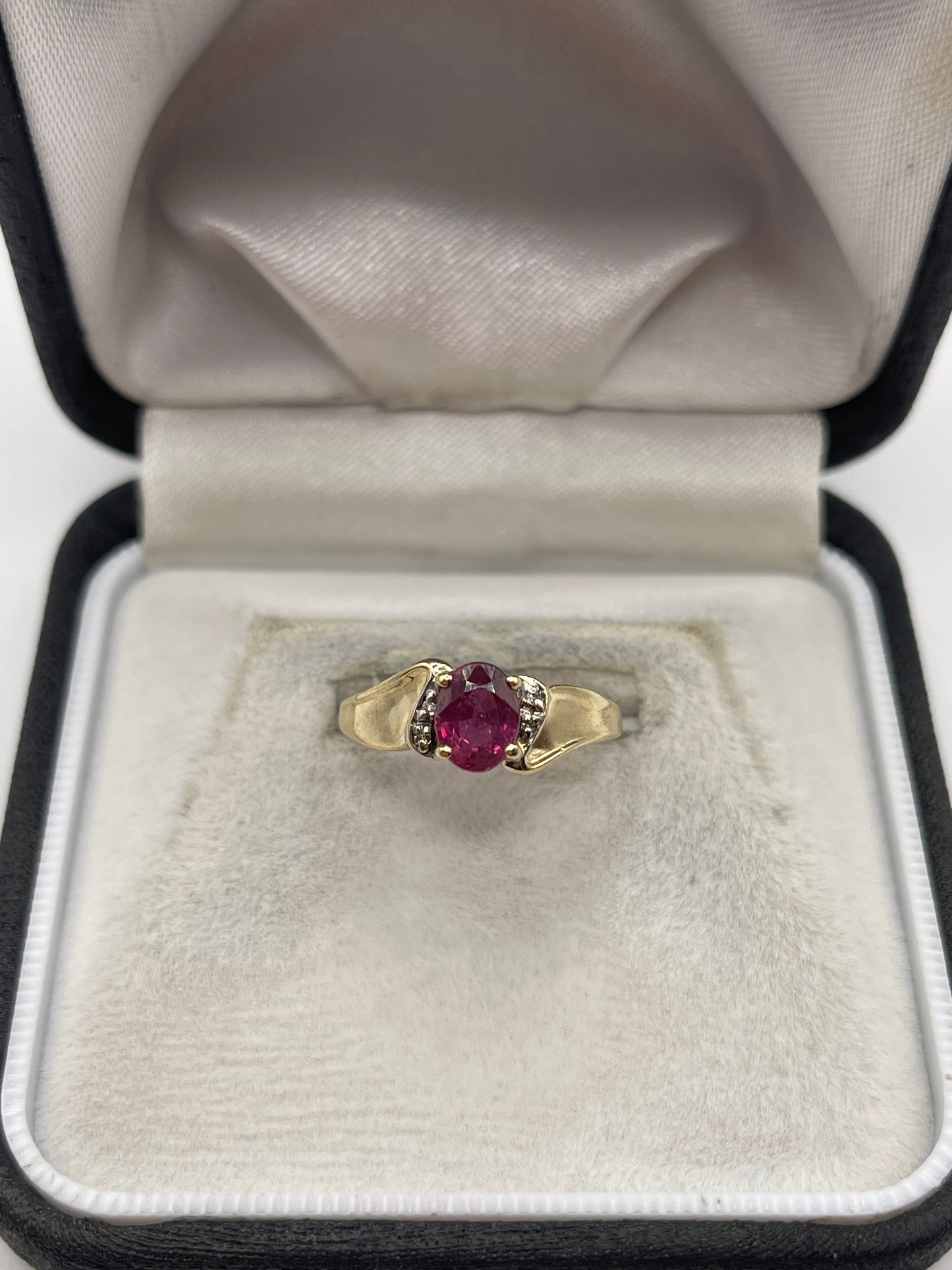 9ct gold ruby and diamond ring