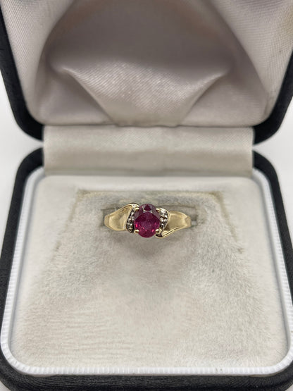 9ct gold ruby and diamond ring