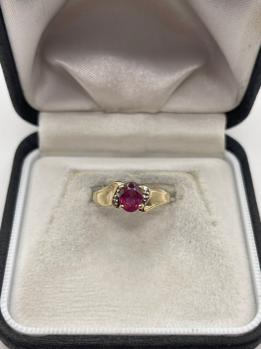 9ct gold ruby and diamond ring