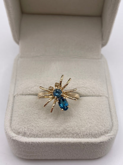9ct gold topaz and diamond spider ring