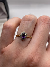 Load image into Gallery viewer, 9ct gold amethyst and diamond ring
