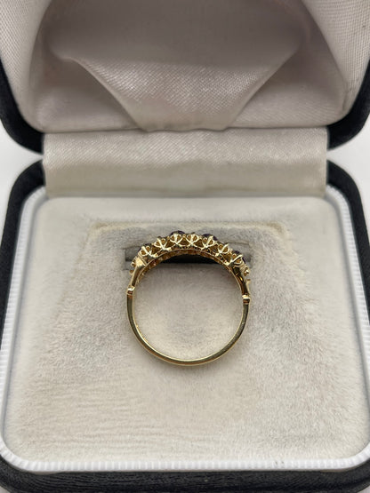 9ct gold opal and amethyst ring