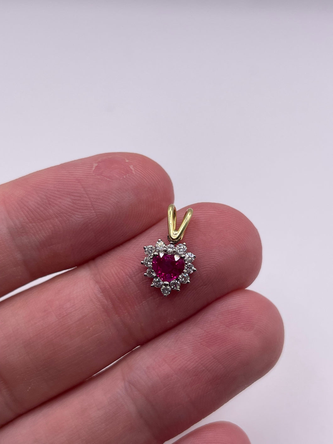 18ct gold ruby and diamond pendant