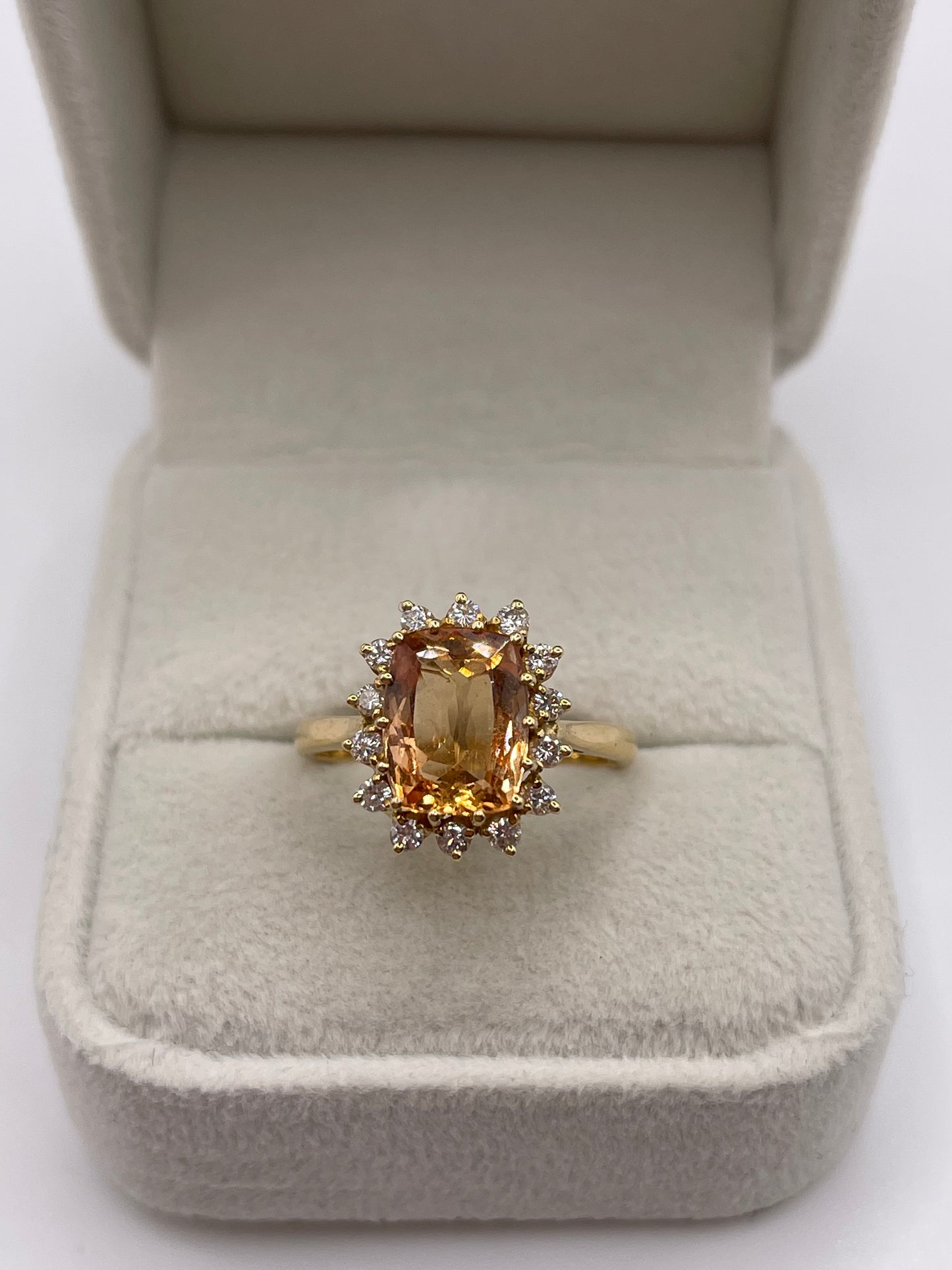 18ct gold imperial topaz and diamond ring