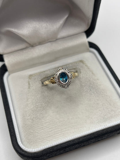9ct gold topaz and diamond ring