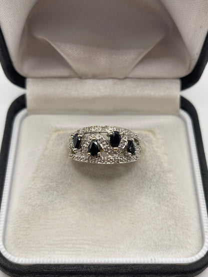 9ct gold sapphire and diamond ring