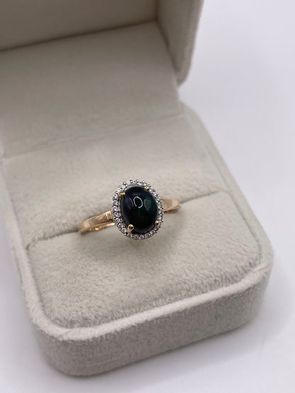9ct gold opal and zircon ring