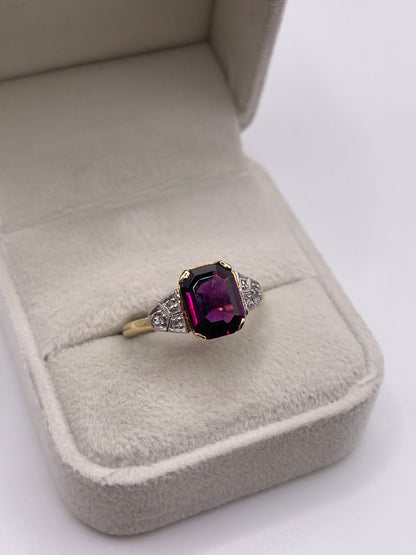 18ct gold platinum garnet and diamond ring