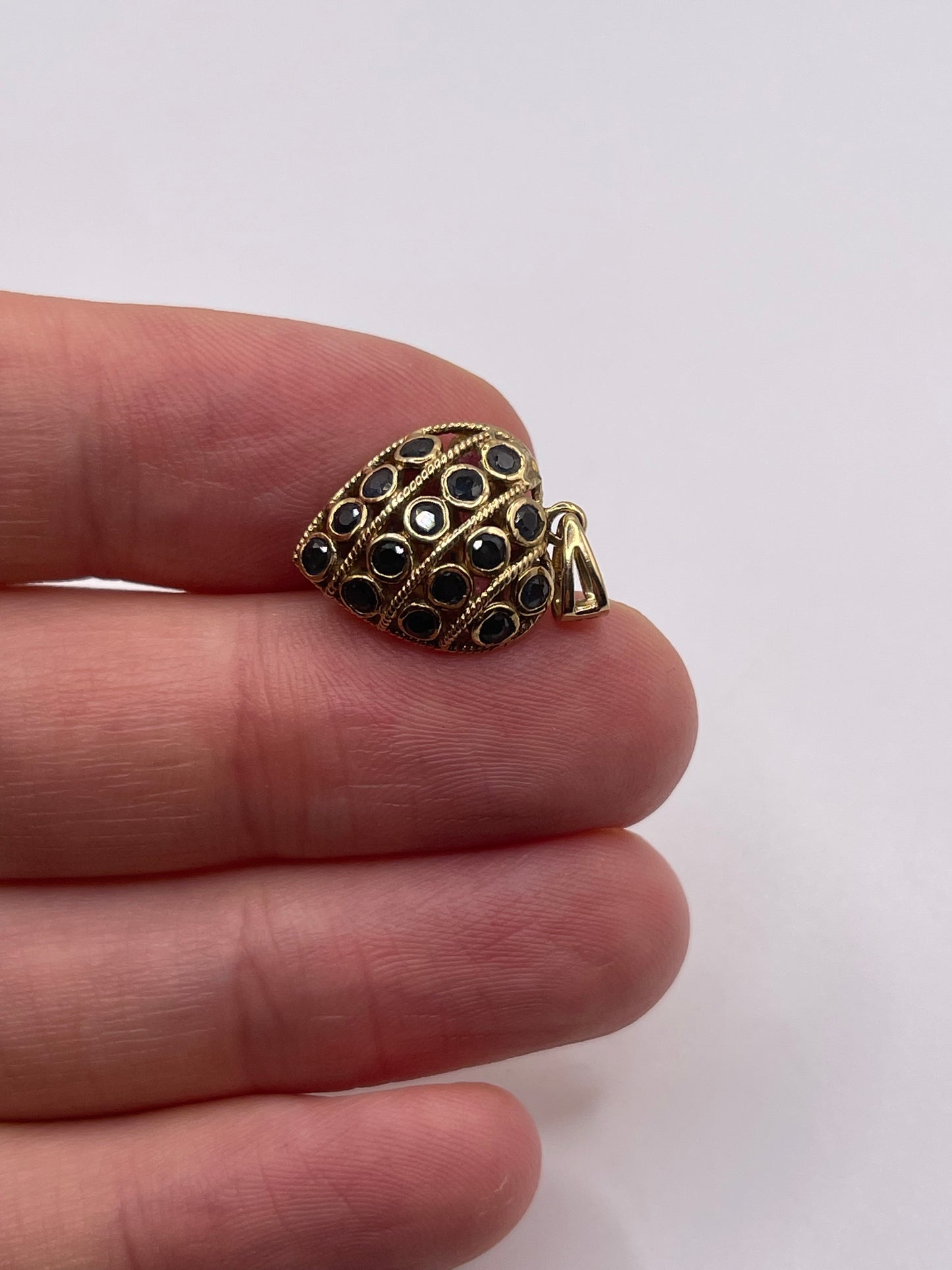 9ct gold sapphire and ruby heart pendant