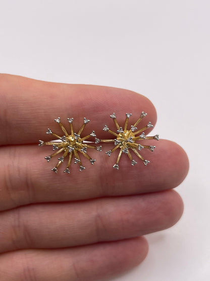 9ct gold diamond cluster earrings