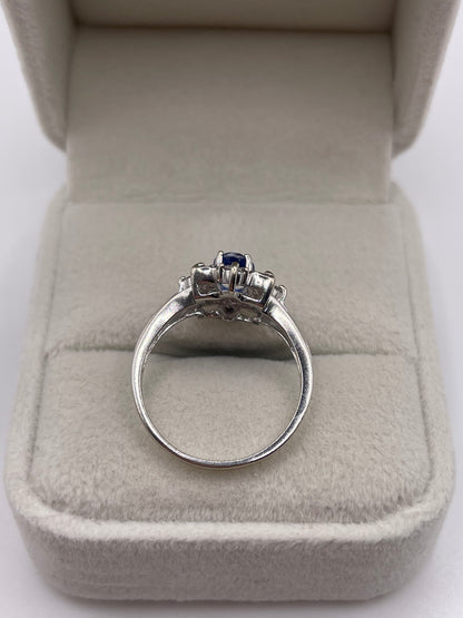 9ct white gold kyanite and zircon ring