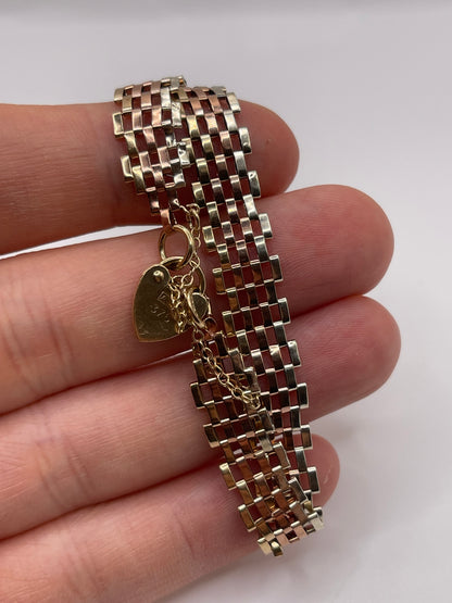 9ct tri gold padlock bracelet