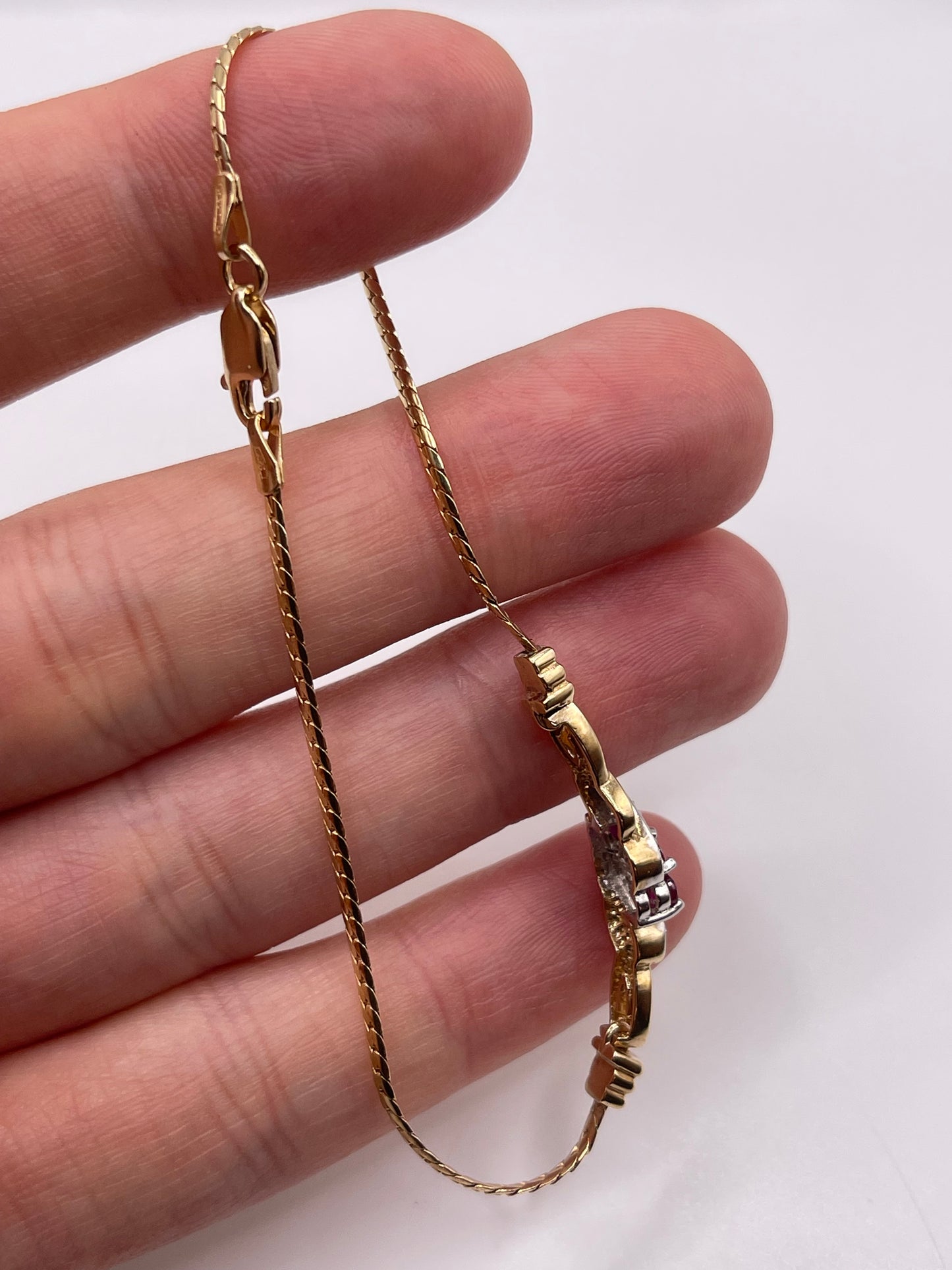 9ct gold ruby and diamond bracelet