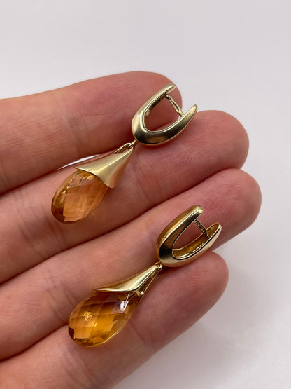9ct gold citrine earrings