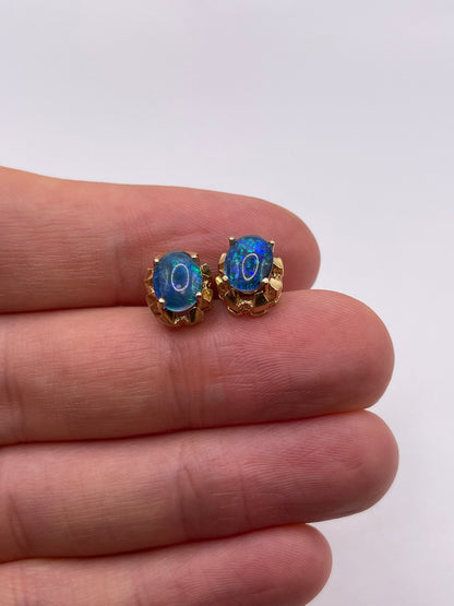 9ct gold opal triplet earrings