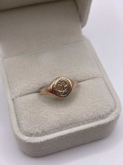 9ct rose gold signet ring