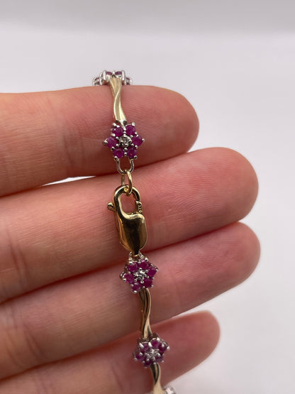 9ct gold ruby and diamond bracelet