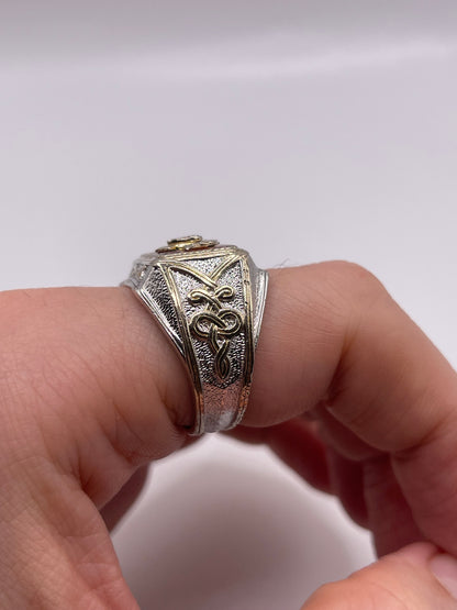 Silver enamel civil war ring