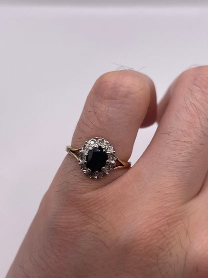 9ct gold sapphire and diamond ring