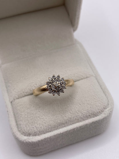 9ct gold diamond cluster ring