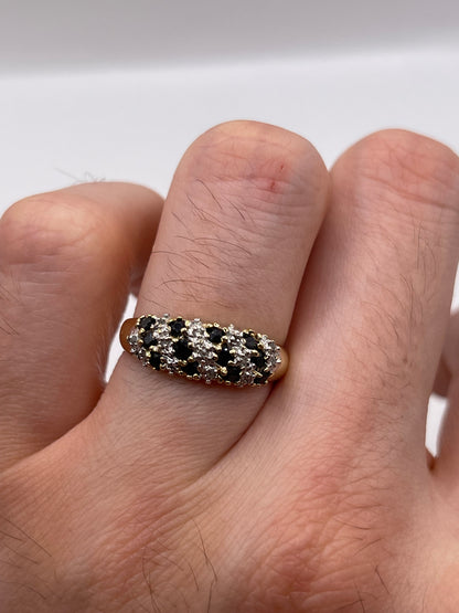 9ct gold sapphire and diamond cluster ring