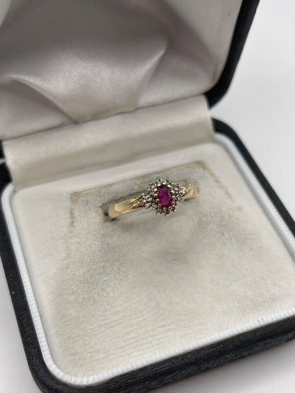 9ct gold ruby and diamond ring