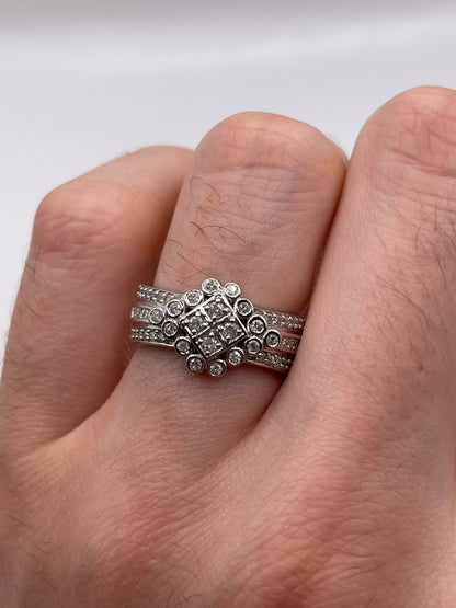 9ct white gold diamond cluster ring