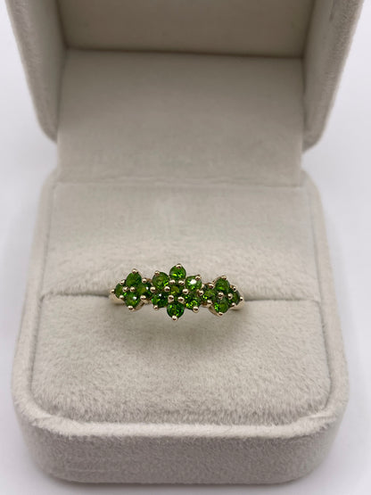 9ct gold diopside cluster ring