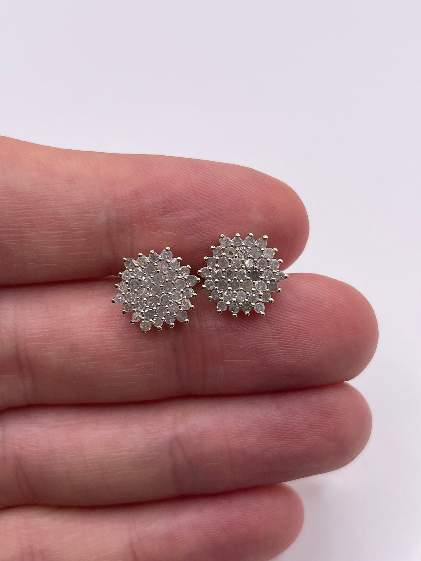 9ct gold diamond cluster earrings