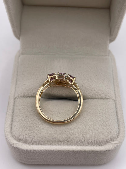 9ct gold spinel and diamond ring