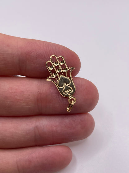 9ct gold evil eye hamsa pendant