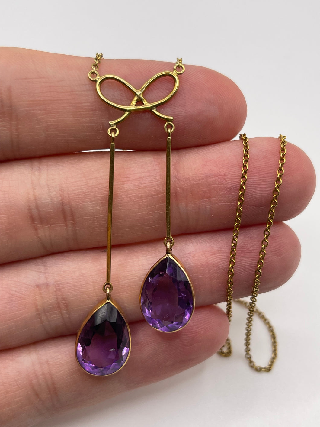 Antique 15ct gold amethyst necklace