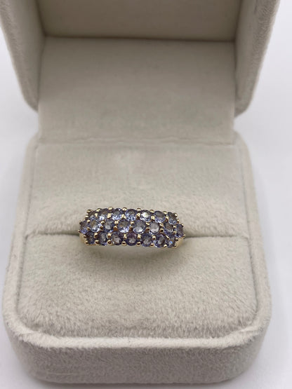 9ct gold tanzanite cluster ring