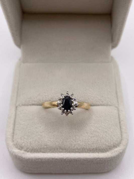 9ct gold sapphire and diamond ring