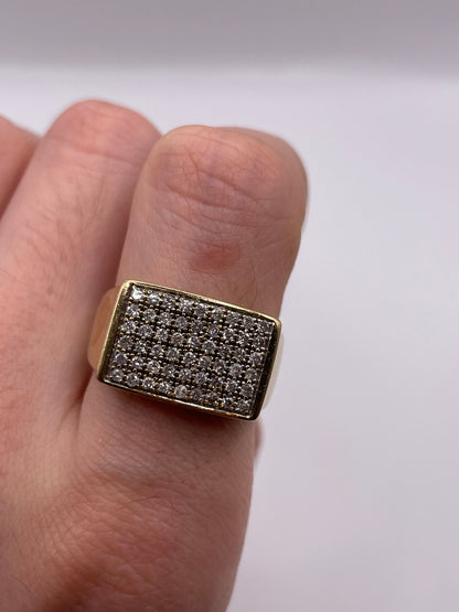 9ct gold diamond cluster signet ring