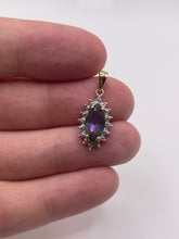 Load image into Gallery viewer, 9ct gold mystic topaz and diamond pendant
