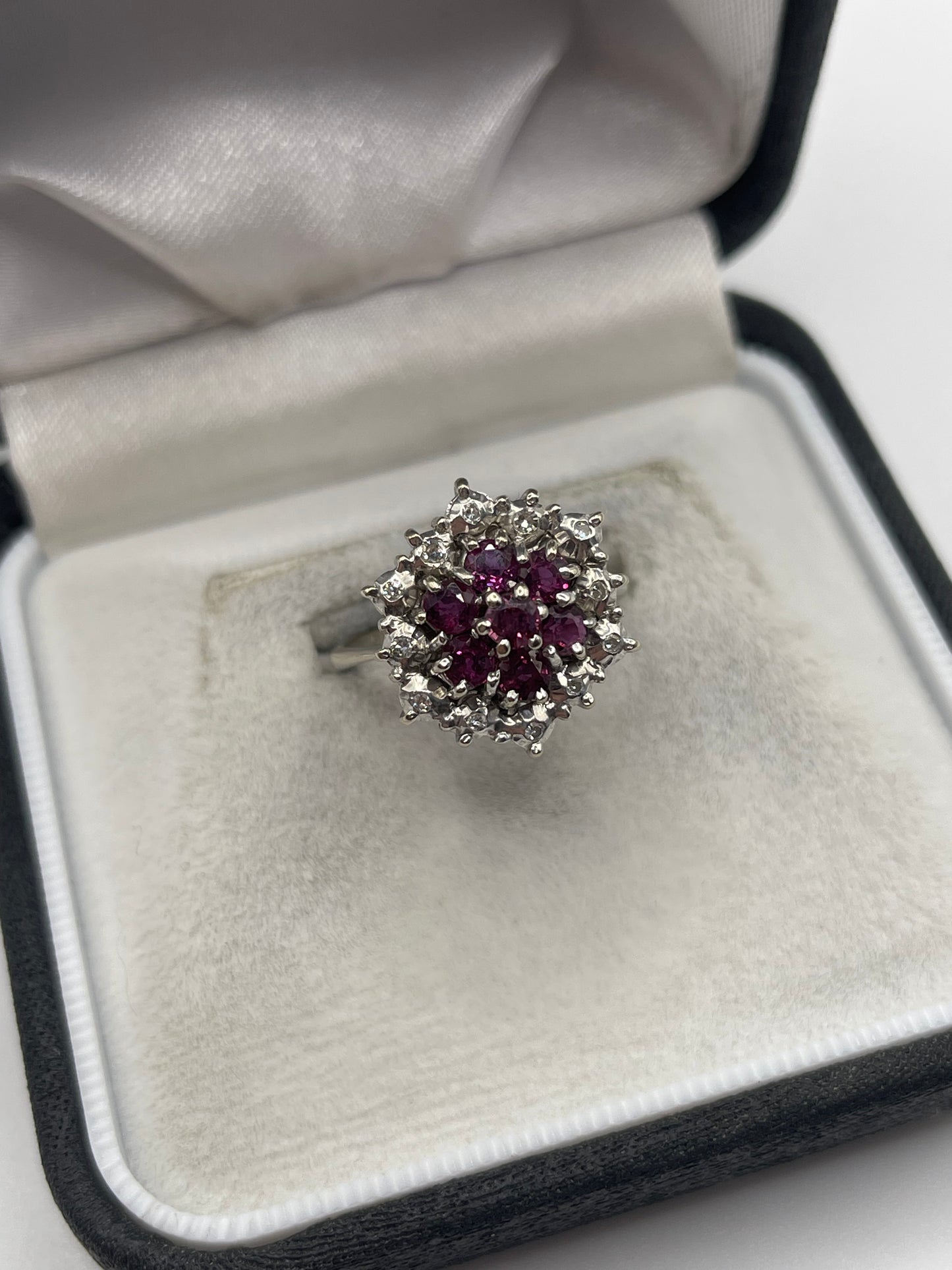 18ct white gold ruby and diamond ring