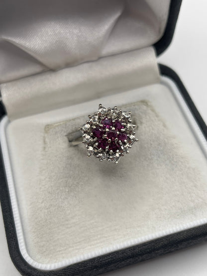18ct white gold ruby and diamond ring
